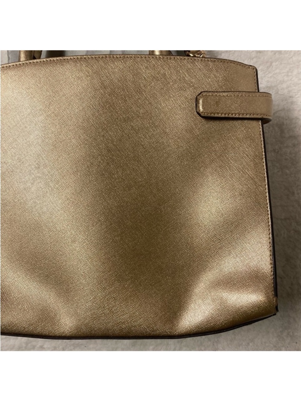 Michael Kors Karla East West Satchel Handbag Metallic Gold Crossbody - Picture 8 of 15